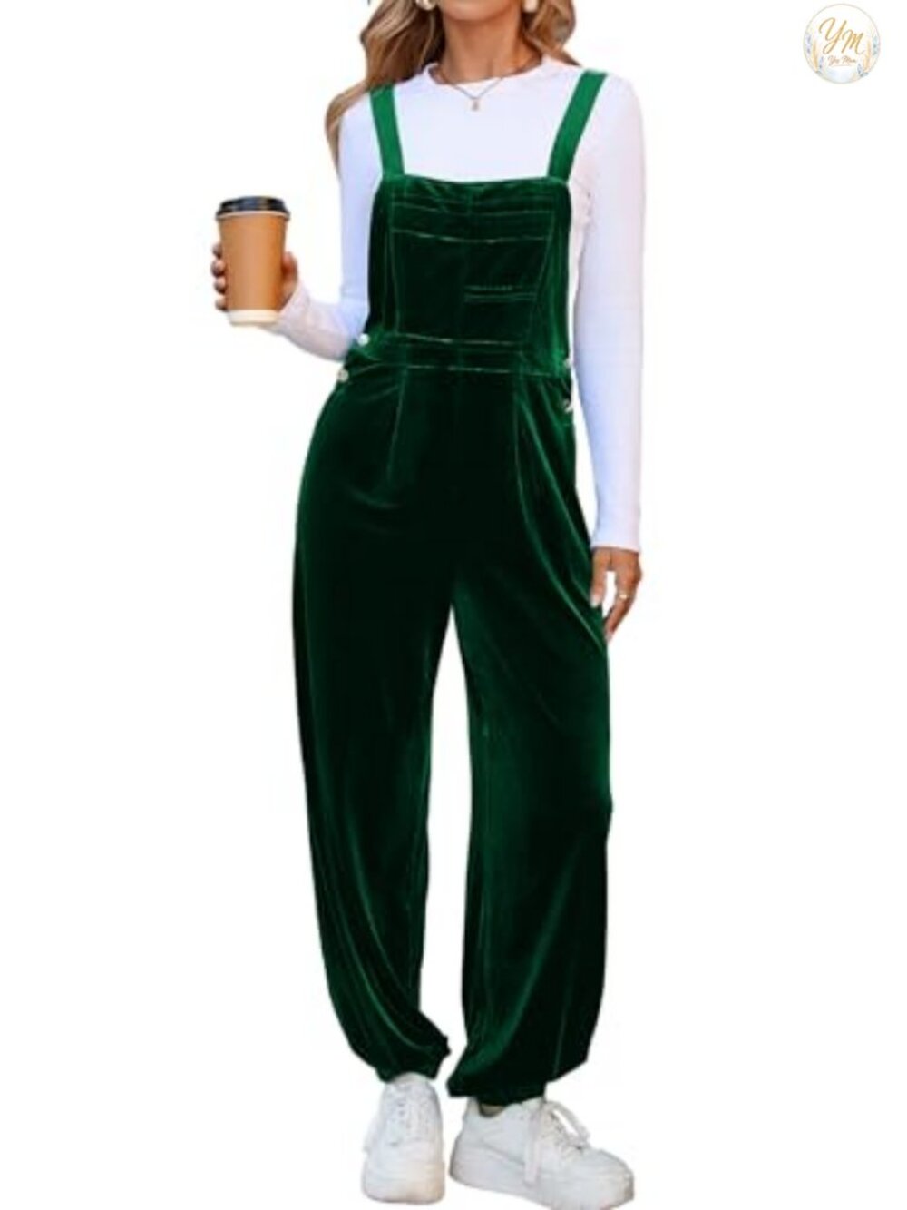 Velvet Bib Overalls Jumpsuit Loose Fit Sleeveless Adjustable Straps Casual